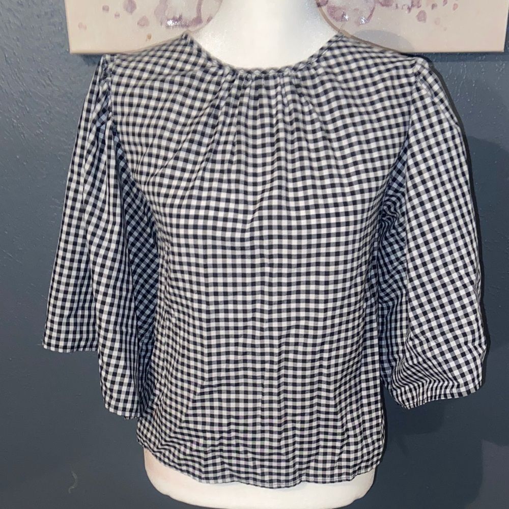 Atmosphere Black and White Gingham Women's tie back top size 10